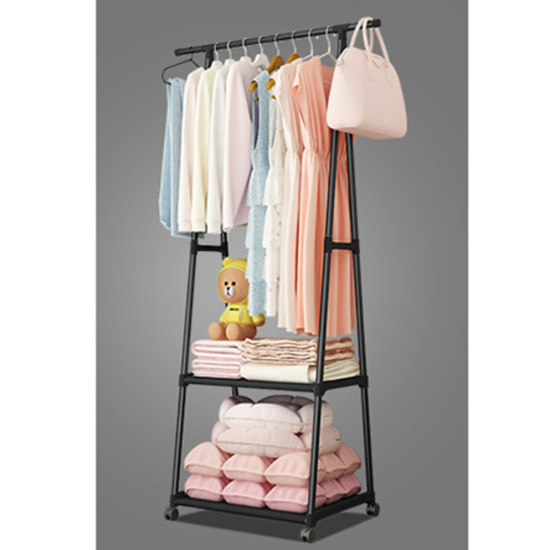 Lichidare de stoc. Suport triunghi multifunctional pentru haine si umerase, negru