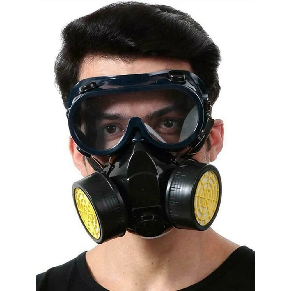 Ochelari de protectie si masca dubla cu 2 filtre de carbon