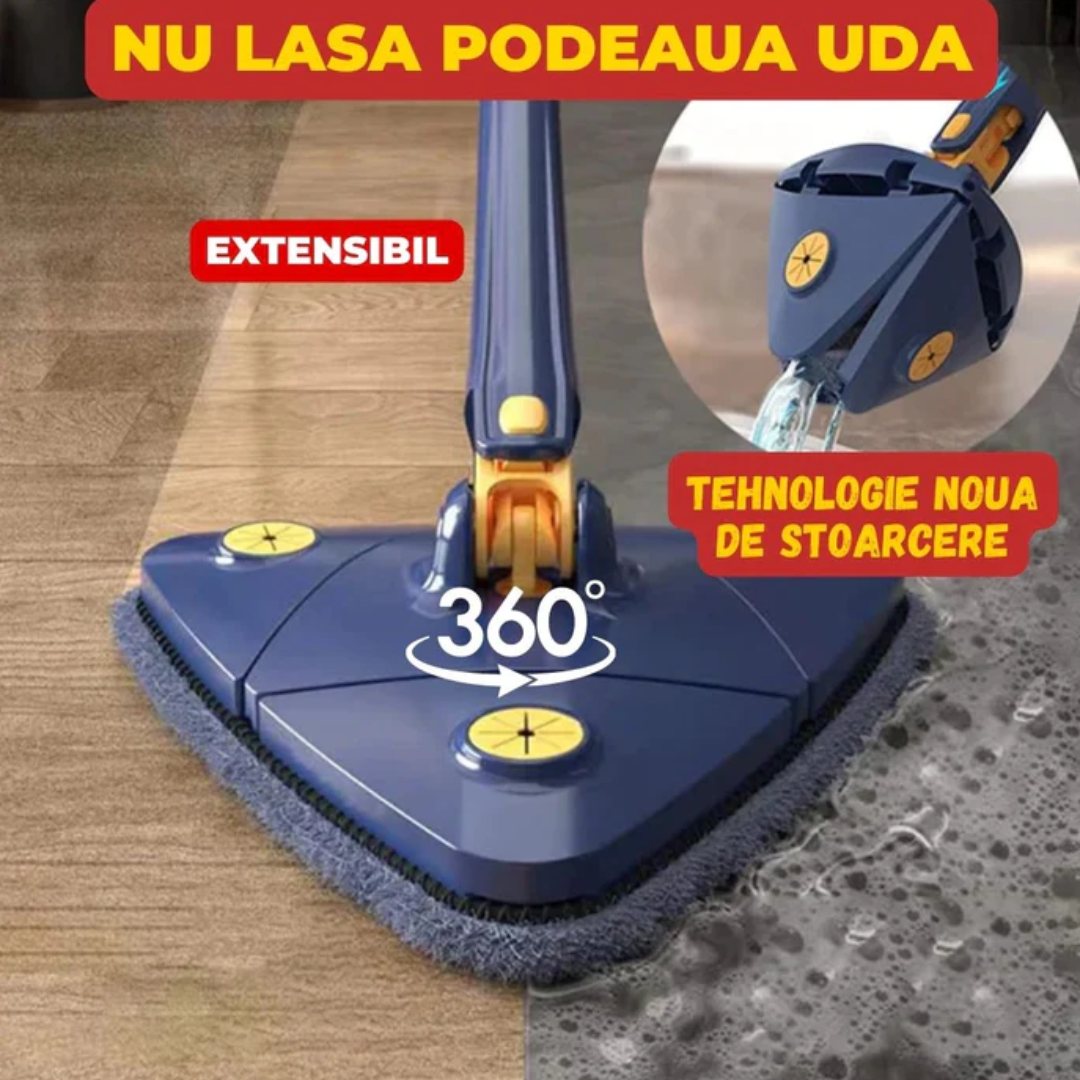 Mop cu cap triunghiular, reglabil, rotire 360 grade + 2 rezerve