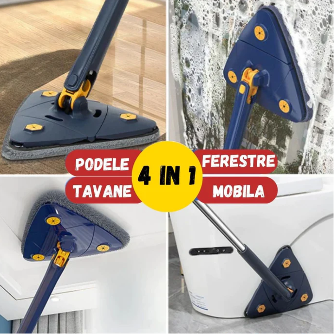 Mop cu cap triunghiular, reglabil, rotire 360 grade + 2 rezerve