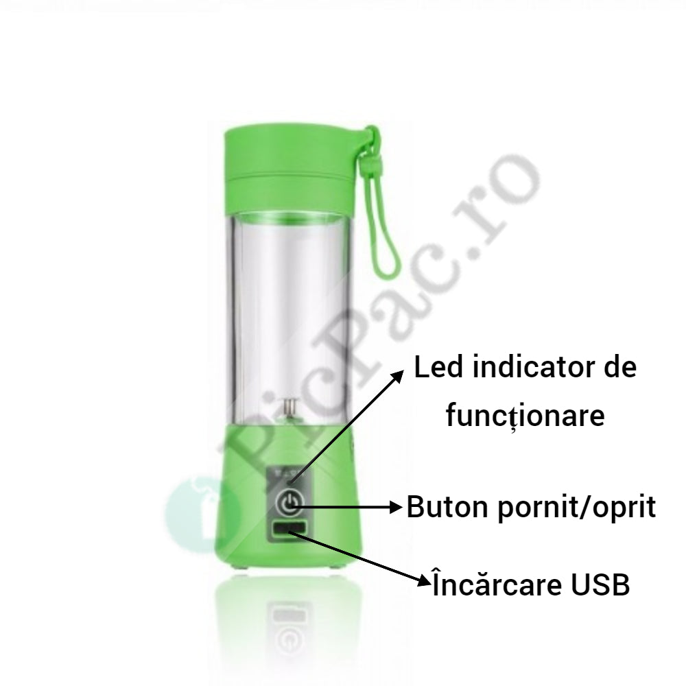 Blender portabil, cu baterie proprie, pentru fructe si legume