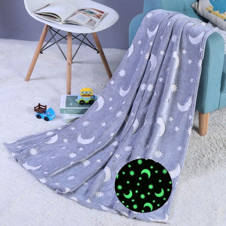 Set 2 x Patura copii luminoasa si pufoasa, efect fosforescent, gri