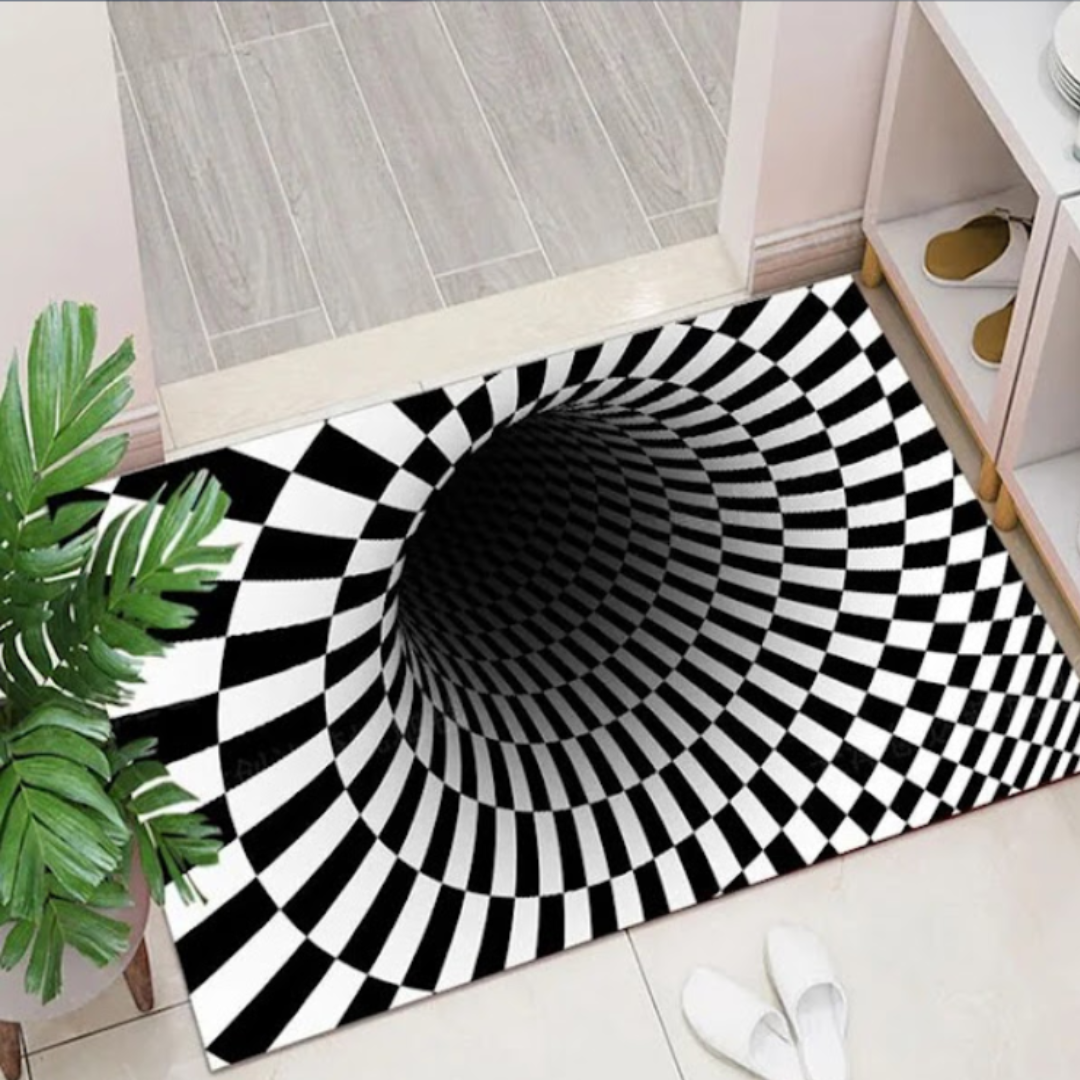 Covor 3 D de interior/exterior, cu iluzie optica, antiderapant