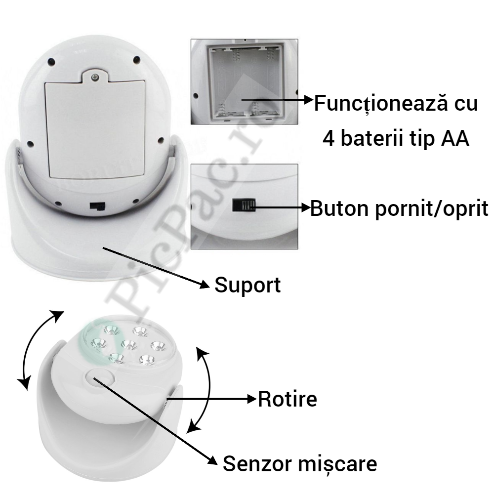 Lichidare de stoc. Lampa fara fir cu senzor de miscare 360 de grade