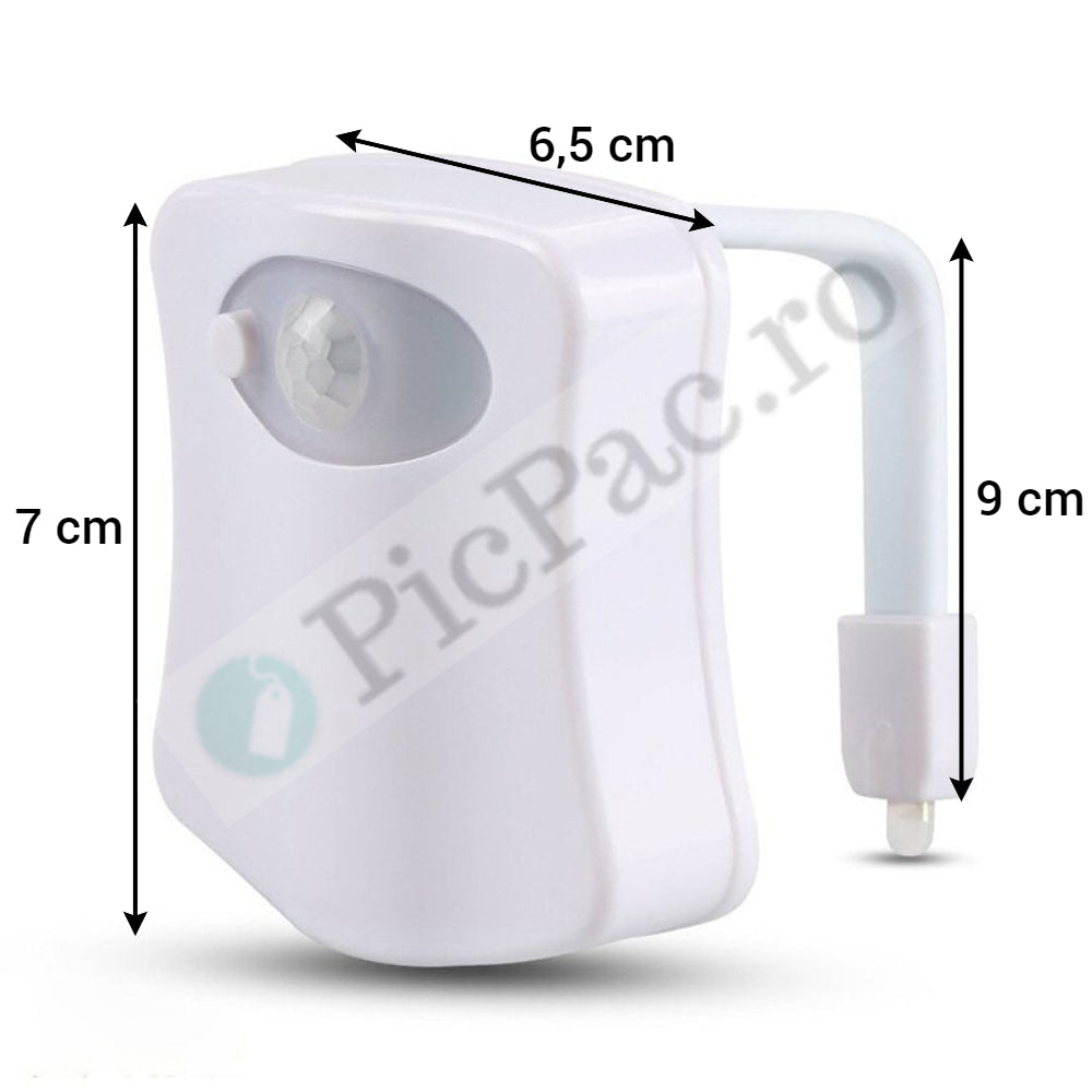 Lampa de veghe pentru toaleta cu LED, senzor de miscare si lumina, 8 culori diferite