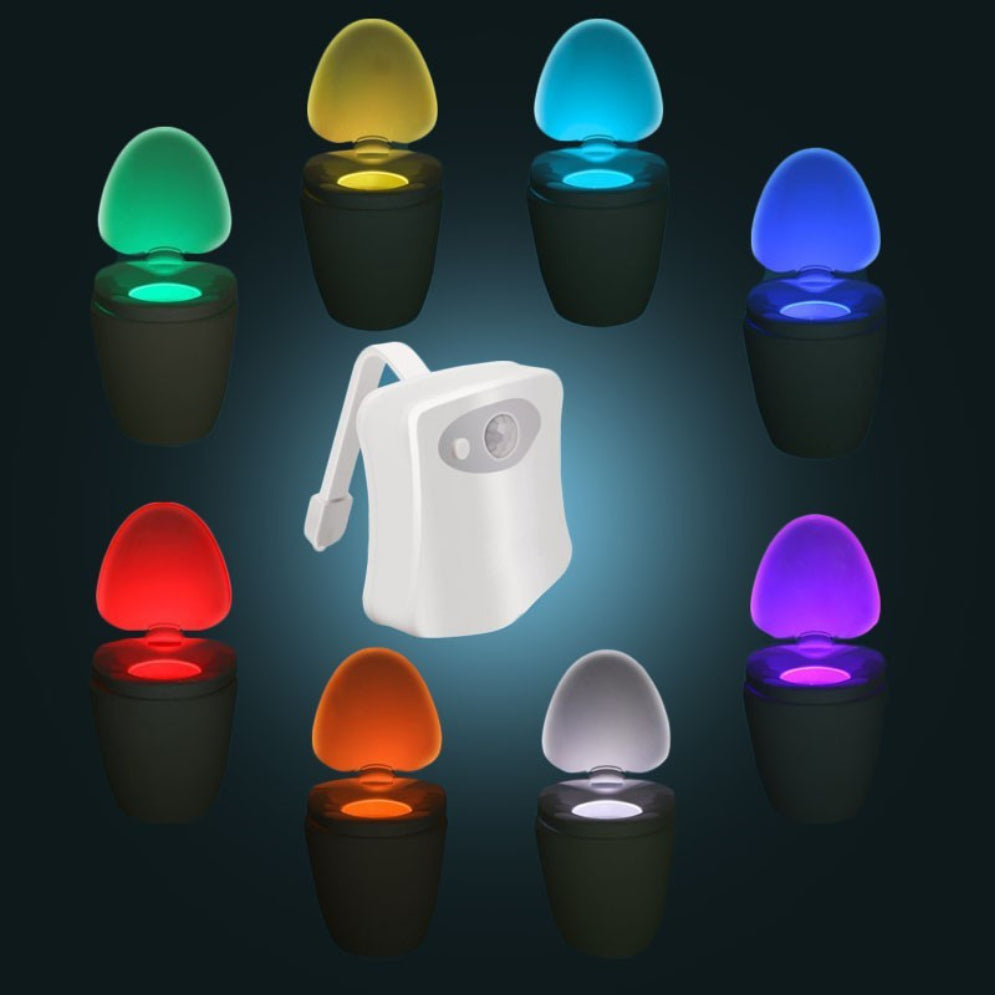 Lampa de veghe pentru toaleta cu LED, senzor de miscare si lumina, 8 culori diferite