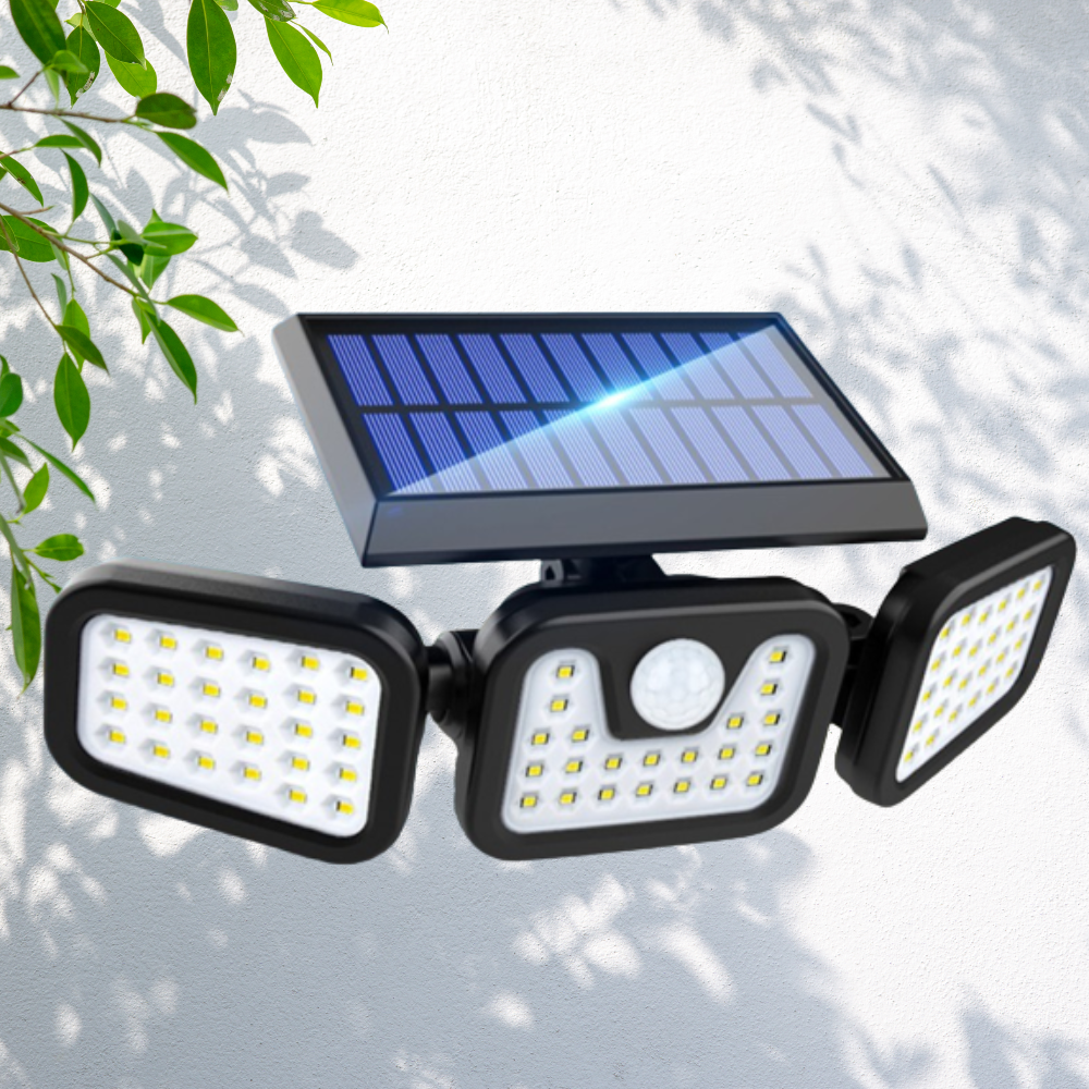 Lampa solara, de exterior cu 3 capete, LED, incarcare solara