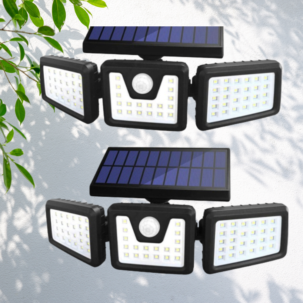 Lampa solara, de exterior cu 3 capete, LED, incarcare solara