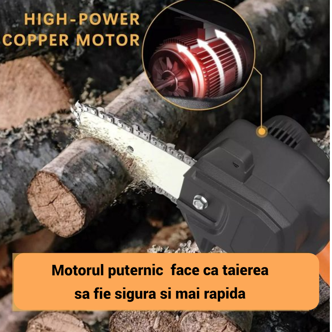 Mini drujba cu 2 lanturi, fara fir, lama 4 inch, portabila