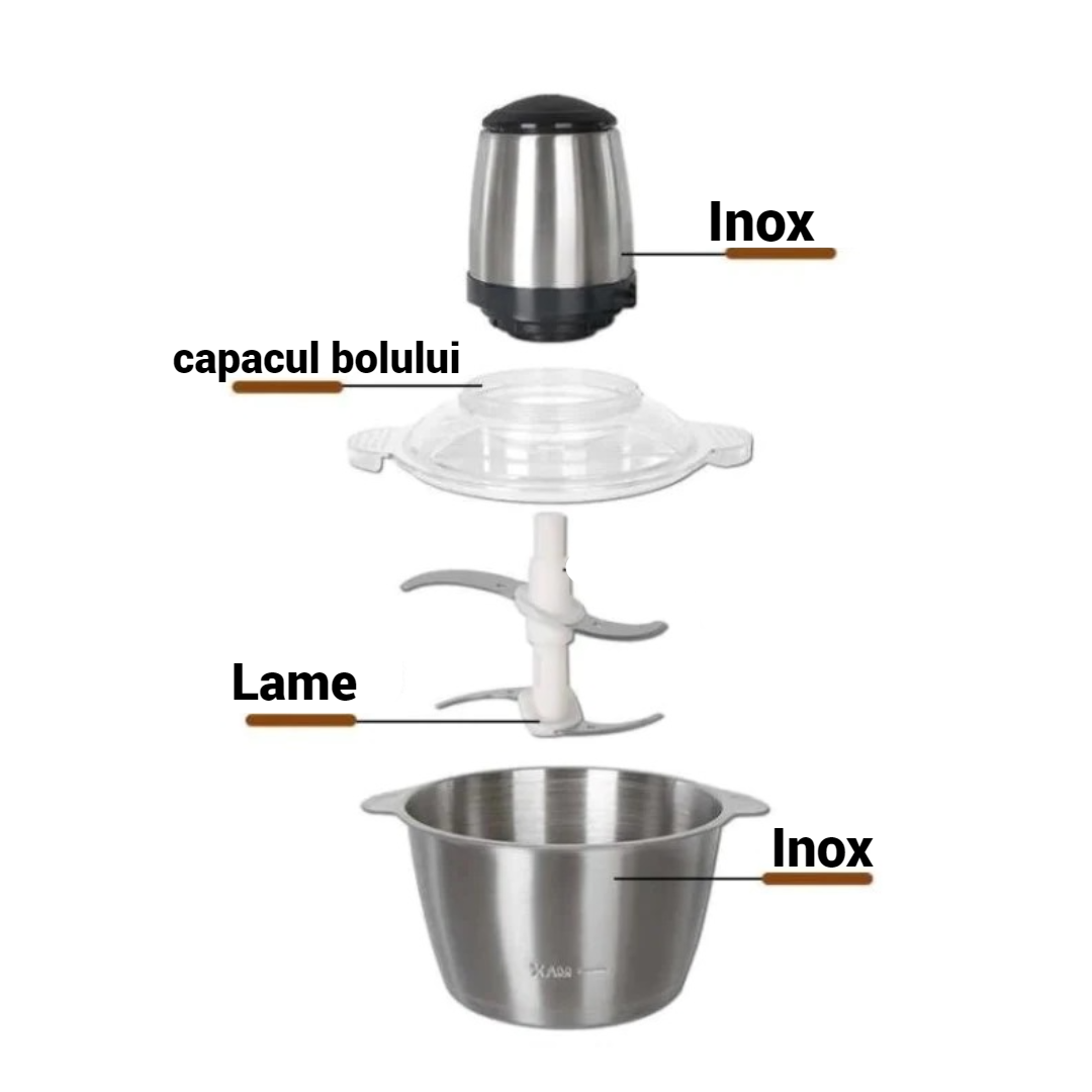Tocator electric universal,2L maruntitor cu 4 lame, inox
