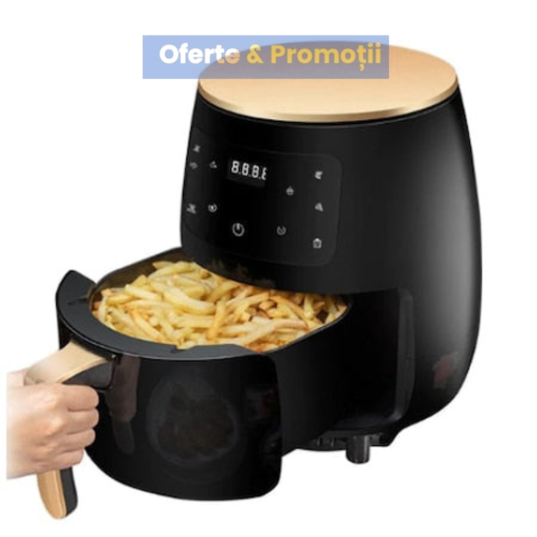Friteuza fara Ulei cu aer cald, Functie de Coacere, 6LITRI, 2400WATT, TOP KING, LCD