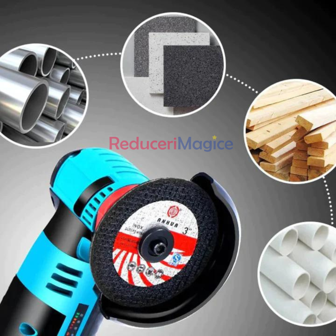 Mini polizor portabil GrinderPro 2 x Acumulatori + 6 Panze Cadou